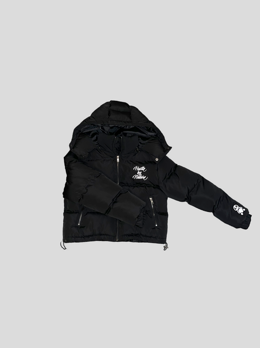WOMEN'S CROPPED BLACK PUFFER JACKET